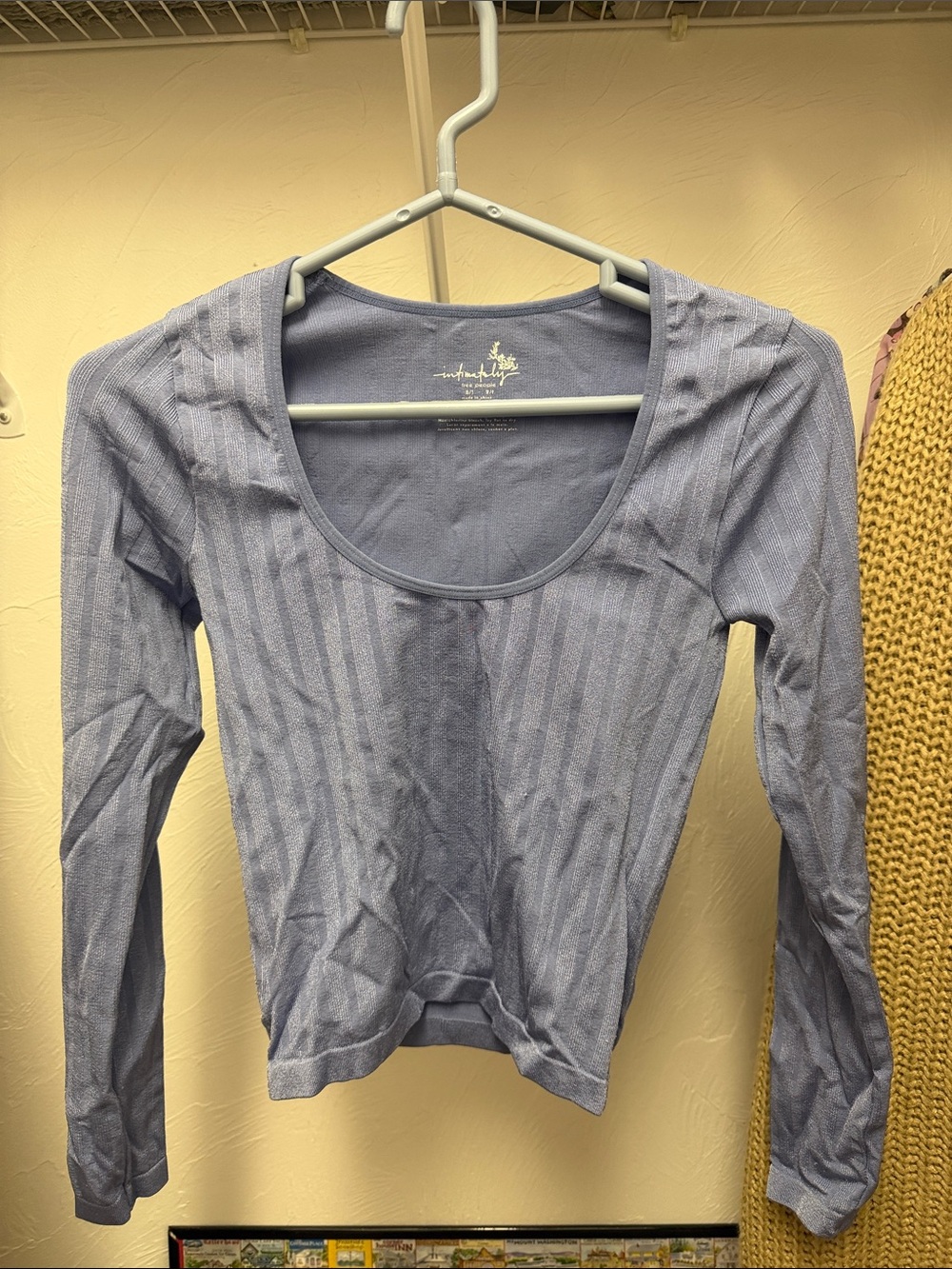 Sundry Lavender Scoop Neck Long Sleeve Top